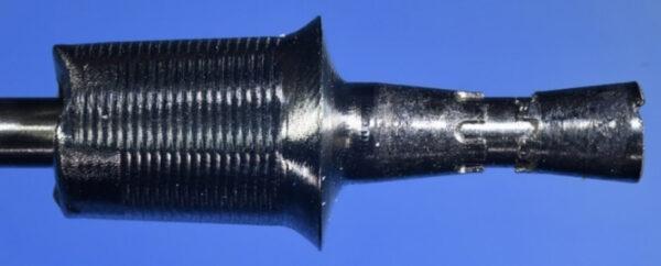 Glidewell abutment on the left, recovered abutment fragment on the right, note the similarities in the end geometries and abutment through bore diameter. Glidewell abutment on the left, recovered abutment fragment on the right, note the similarities in the end geometries and abutment through bore diameter.