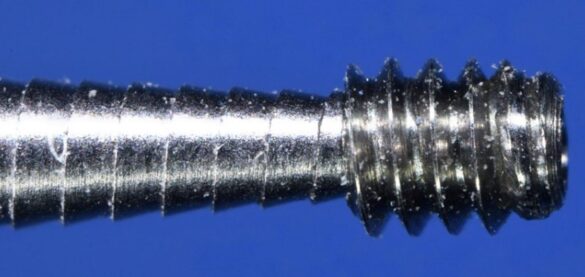 Recovered fragment on the screw retrieval tool