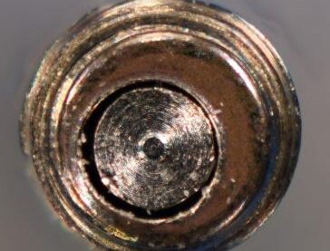 Retrieval_of_a_fractured_Straumann_Healing_Abutment_Post_Ultrasonic_Attempt_end_view End view of the fragment
Note, the bore was still not quite concentric but was within the screw body