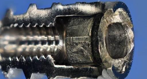 abutment fragment angled on an open Nobel 3.5 NP implant abutment fragment angled on an open Nobel 3.5 NP implant